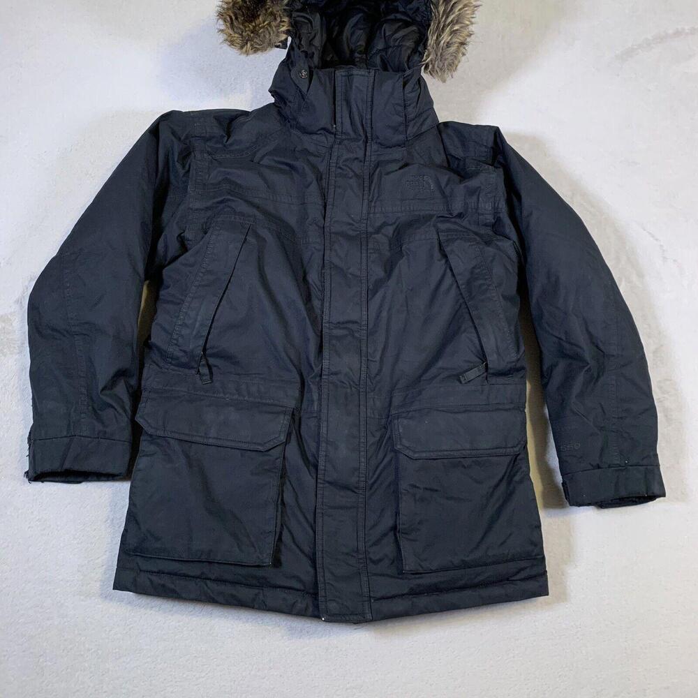The North Face Boys Medium Black DryVent 550 Down Parka Jacket Full Zip Hood U29